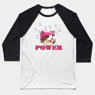 Pink Hat Cat POWER! Baseball T-Shirt